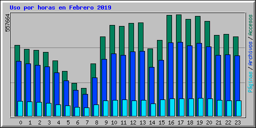 Uso por horas en Febrero 2019